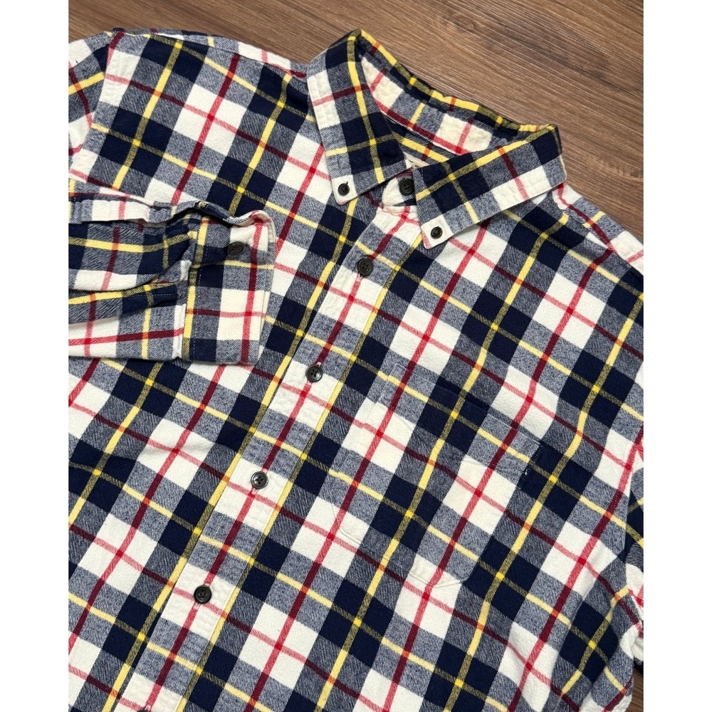 LL Bean Mens Scotch Plaid Flannel Shirt Traditional Cotton Navy Red Sz XLT Tall